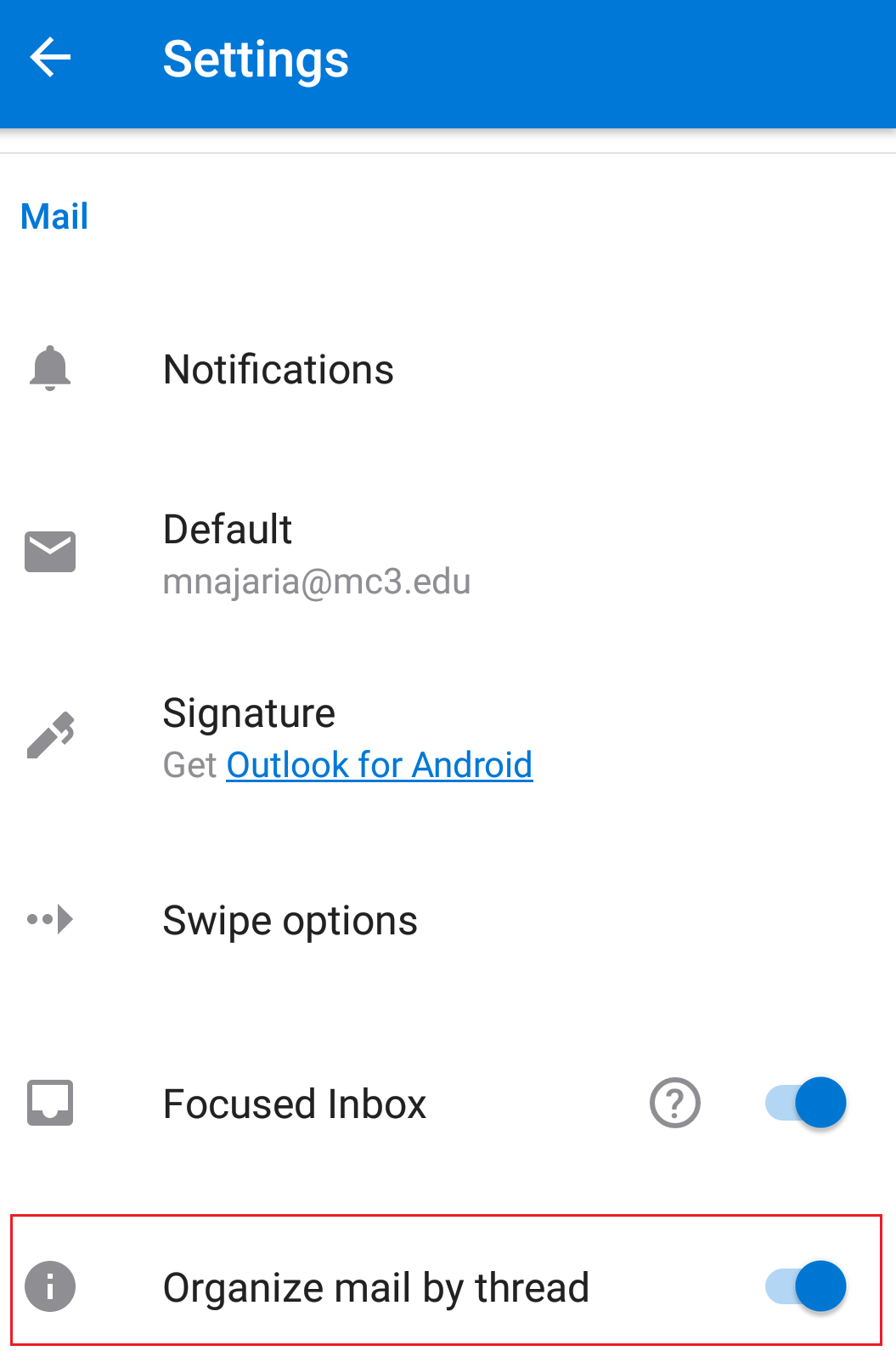 Добавить почтовый ящик в outlook android